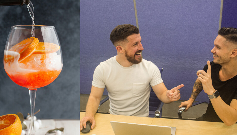 An Aperol Spritz beside the Stockifi co-founders